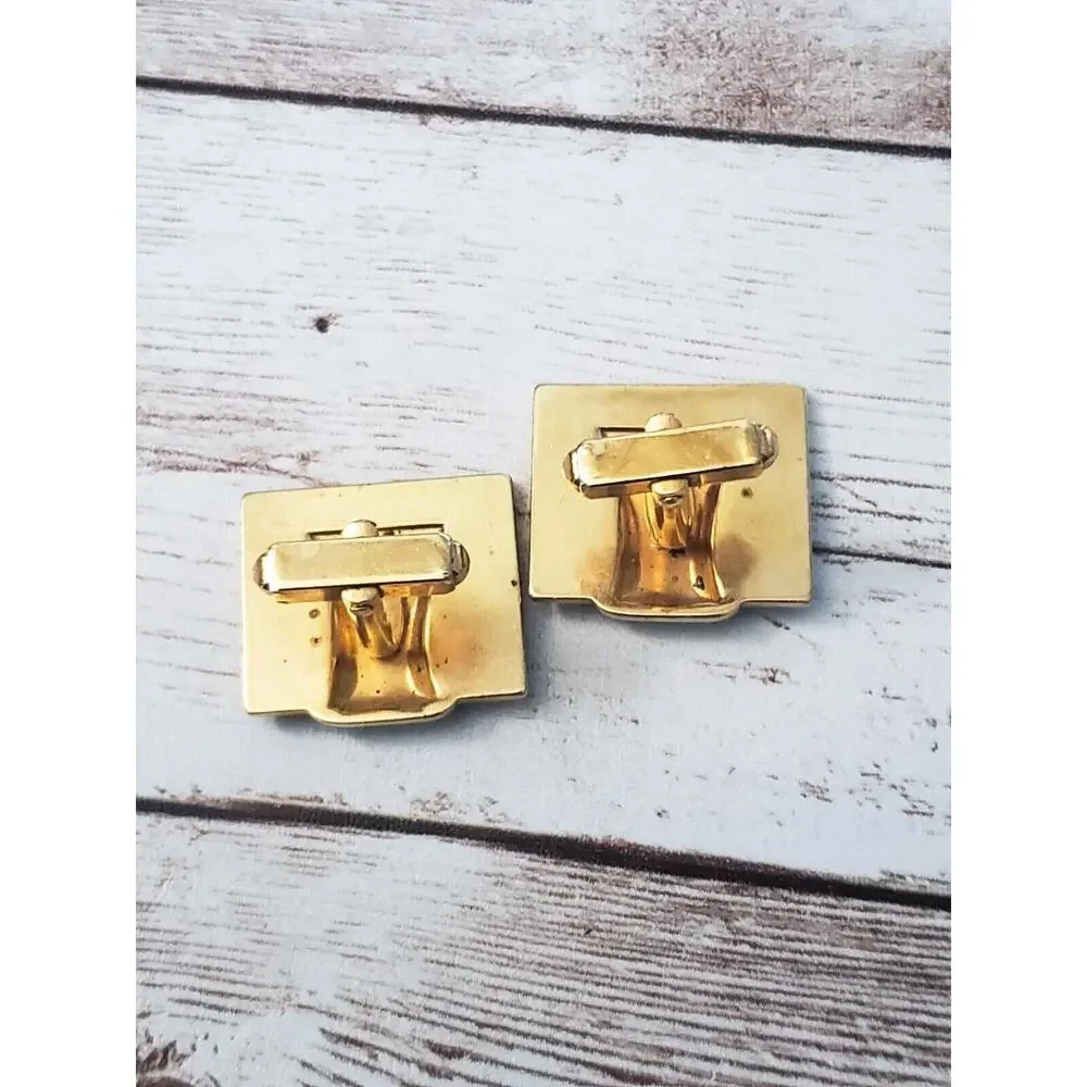 Vintage Cufflinks - Black & Gold Tone Square